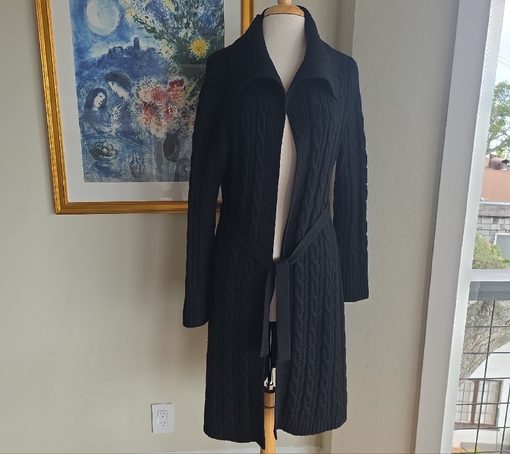 Neiman Marcus Black Cashmere Duster Cardigan Sweater